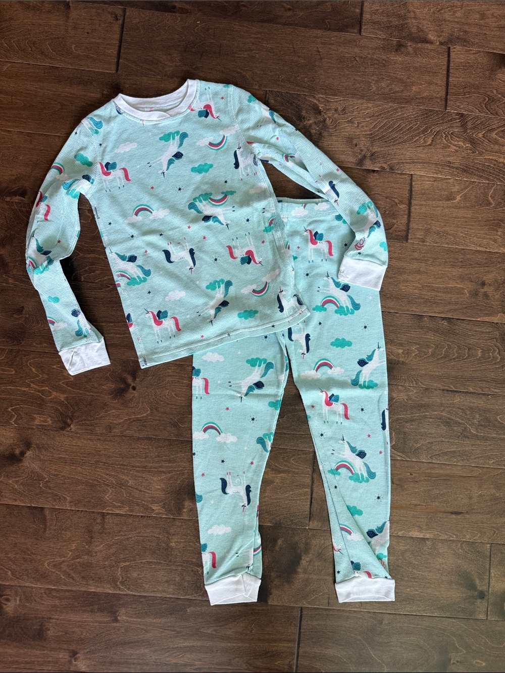 Cuddl Duds girls thermal unicorn Pajama Set  - M